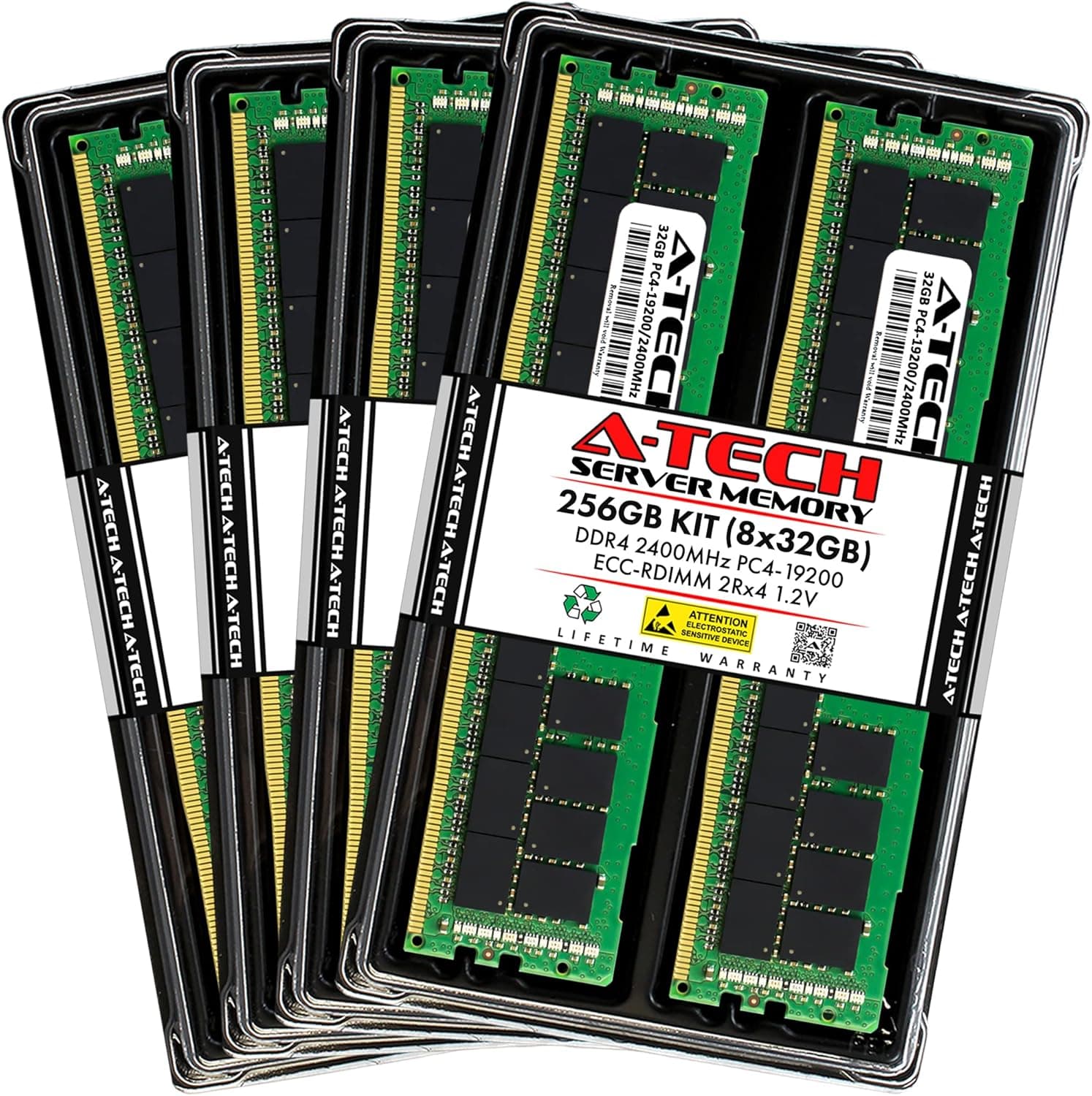 370-ACQQ - Dell 256GB Kit (8 X 32GB) DDR4-2400MHz PC4-19200 ECC Registered CL17 288-Pin DIMM 1.2V Dual Rank Memory