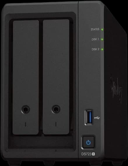 Synology DiskStation DS723+ 2-bay SATA NAS Server w/ 16TB Storage, 32GB RAM, 1TB NVMe Cache SSDs
