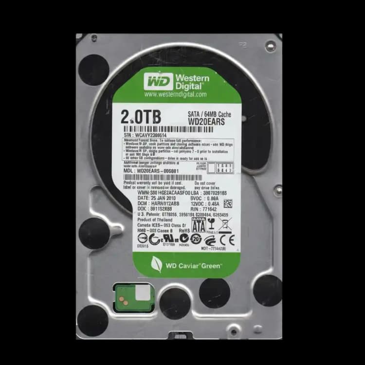 WD20EARS-00S8B1 - Western Digital Caviar Green 2TB 5400RPM SATA 3Gb/s 64MB Cache (RoHS) 3.5-Inch Hard Drive